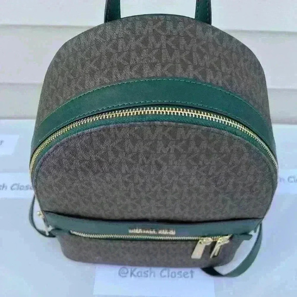 Michael Kors Kenly Backpack Medium MK Signature Racing Green - Picture 12 of 12